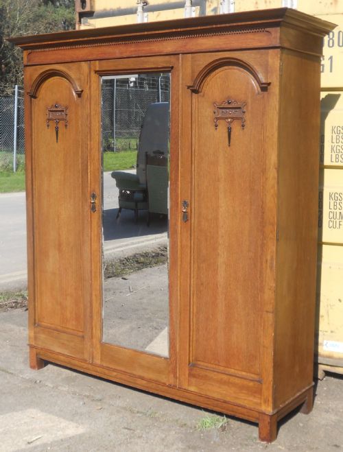 Edwardian Large Oak Wardrobe by Maple & Co