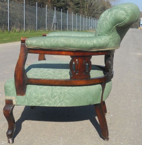 TWO ART NOUVEAU MAHOGANY SALON NURSING ARMCHAIRS - ADDITIONAL PHOTO 3