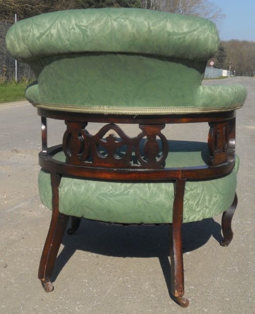 TWO ART NOUVEAU MAHOGANY SALON NURSING ARMCHAIRS - ADDITIONAL PHOTO 4