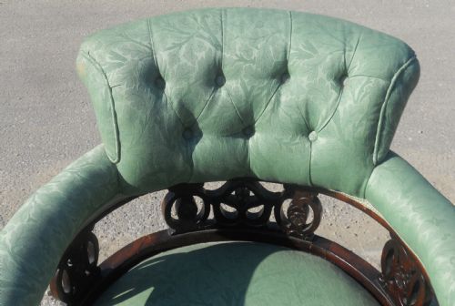 TWO ART NOUVEAU MAHOGANY SALON NURSING ARMCHAIRS - ADDITIONAL PHOTO 6