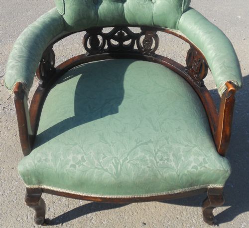 TWO ART NOUVEAU MAHOGANY SALON NURSING ARMCHAIRS - ADDITIONAL PHOTO 7