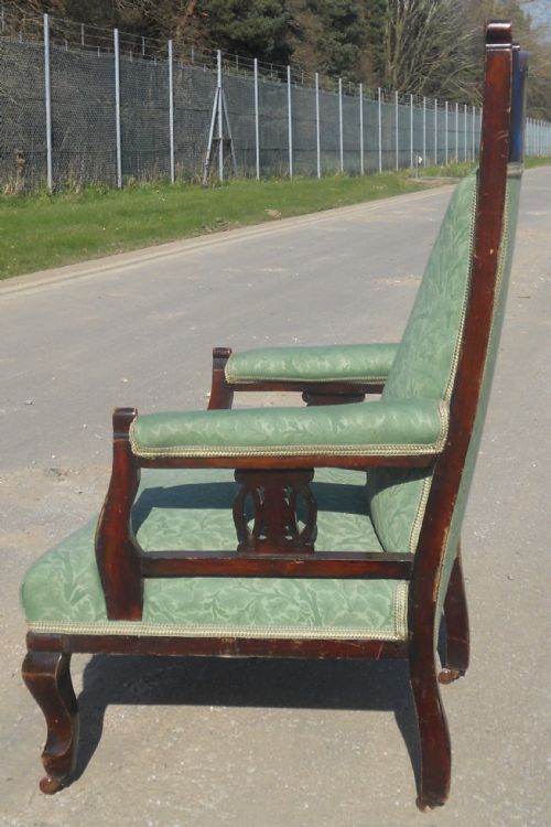 TWO ART NOUVEAU MAHOGANY SALON NURSING ARMCHAIRS - ADDITIONAL PHOTO 8