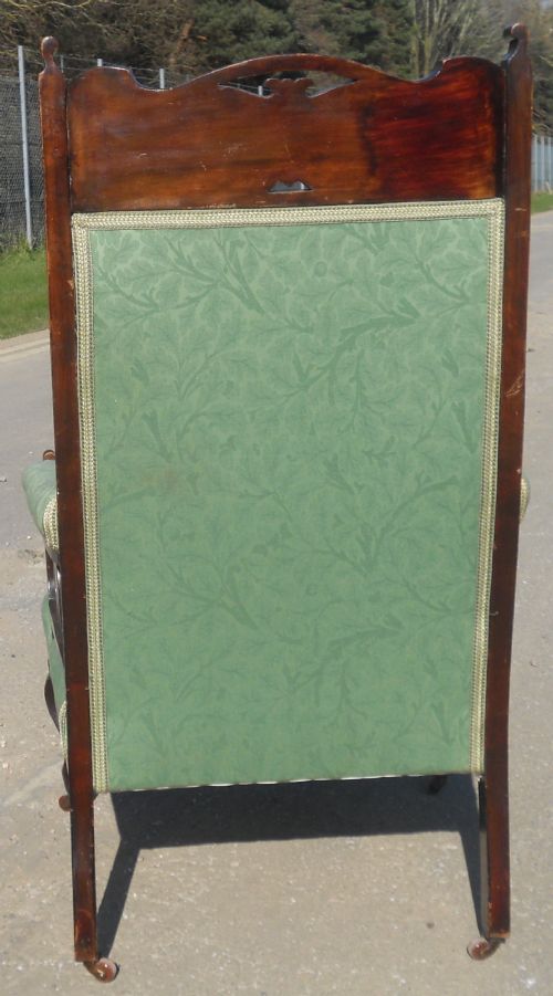 TWO ART NOUVEAU MAHOGANY SALON NURSING ARMCHAIRS - ADDITIONAL PHOTO 10