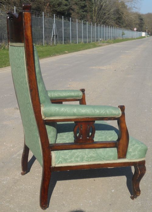 TWO ART NOUVEAU MAHOGANY SALON NURSING ARMCHAIRS - ADDITIONAL PHOTO 11