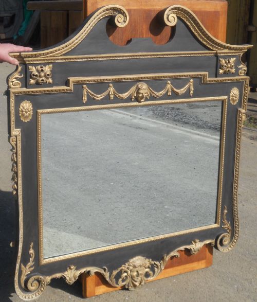 Large Gilt and Black Overmantle Mirror