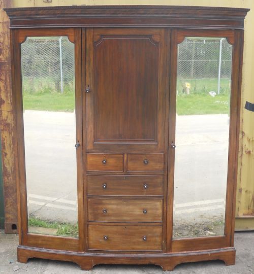Edwardian Mahogany Triple Wardrobe
