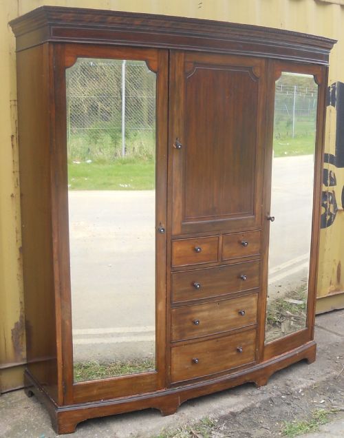 fig 1. Edwardian Mahogany Triple Wardrobe