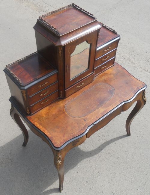 VICTORIAN INLAID WALNUT LADIES WRITING DESK - ADDITIONAL PHOTO 4