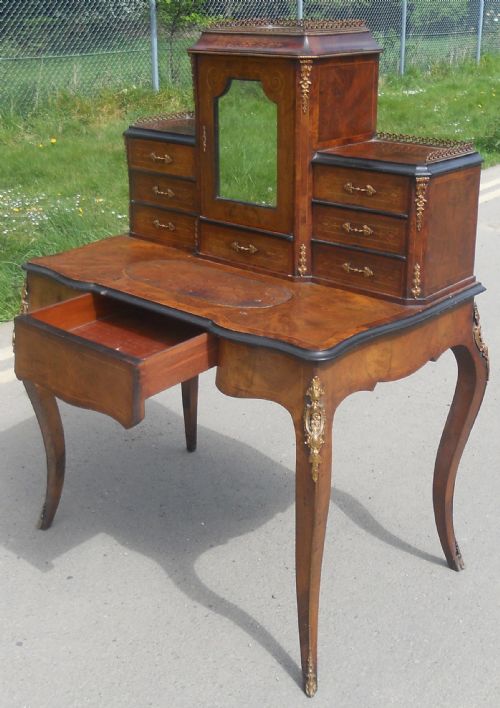 VICTORIAN INLAID WALNUT LADIES WRITING DESK - ADDITIONAL PHOTO 6