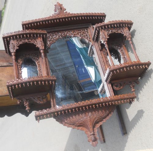 VICTORIAN LARGE MAHOGANY FRETWORK WALL MIRROR - ADDITIONAL PHOTO 3