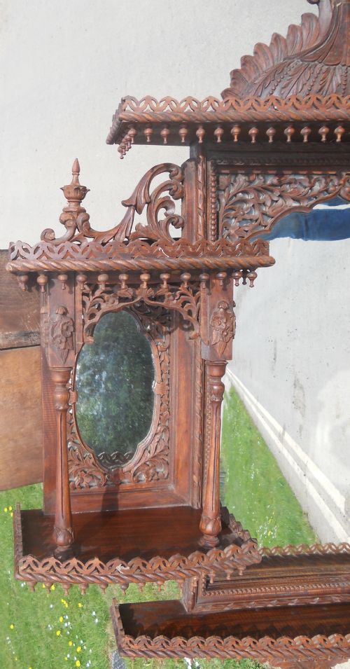 VICTORIAN LARGE MAHOGANY FRETWORK WALL MIRROR - ADDITIONAL PHOTO 7