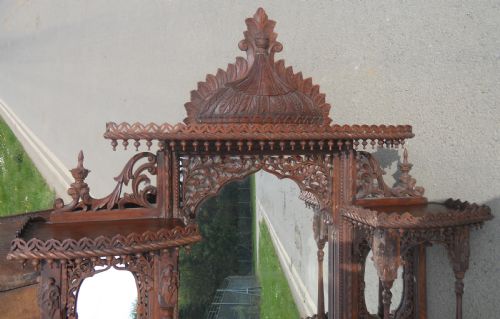 VICTORIAN LARGE MAHOGANY FRETWORK WALL MIRROR - ADDITIONAL PHOTO 8