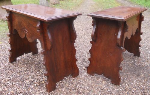 Pair Arts & Craft Oak Stools