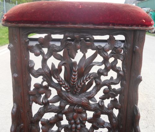 BLACK FORREST CARVED OAK PRAYER CHAIR - ADDITIONAL PHOTO 5