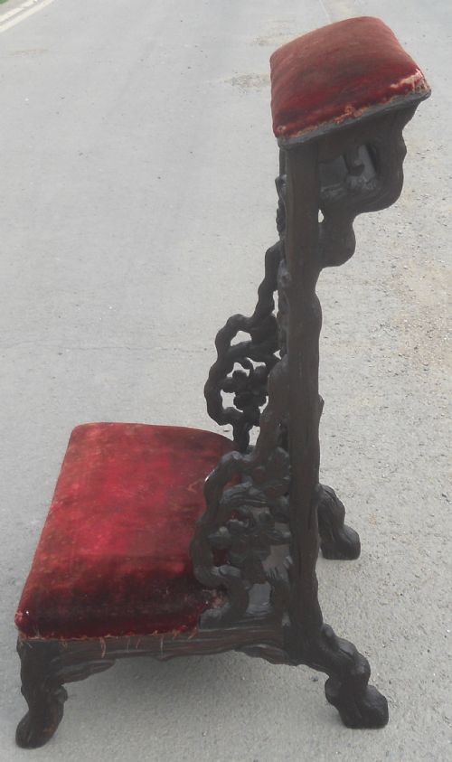 BLACK FORREST CARVED OAK PRAYER CHAIR - ADDITIONAL PHOTO 7