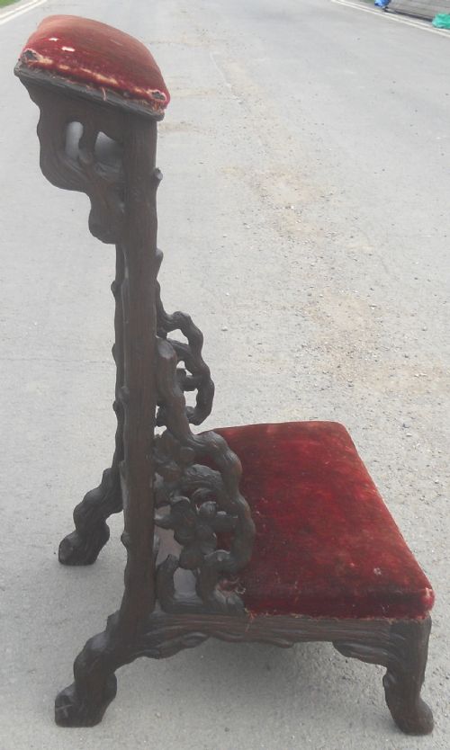 BLACK FORREST CARVED OAK PRAYER CHAIR - ADDITIONAL PHOTO 9