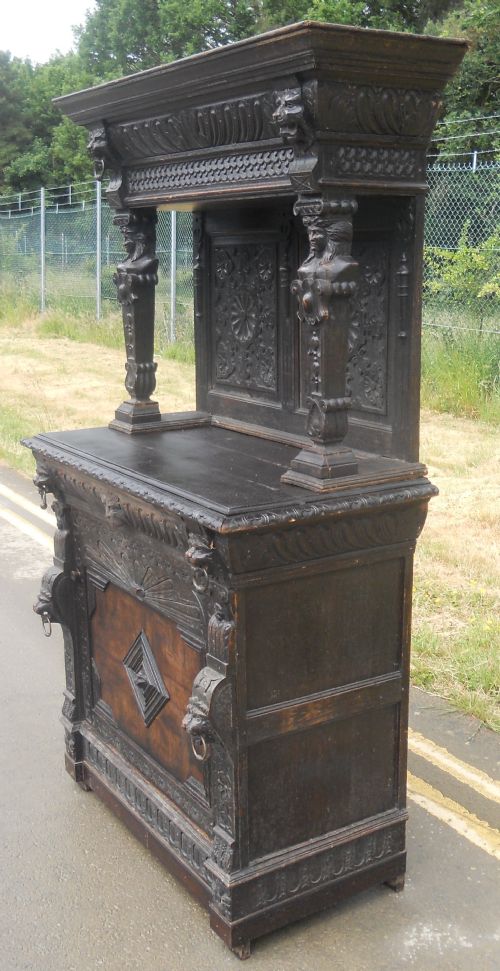 VICTORIAN CARVED OAK SIDE CUPBOARD - ADDITIONAL PHOTO 2