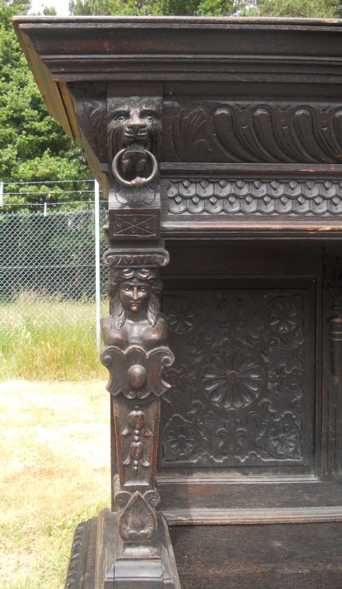 VICTORIAN CARVED OAK SIDE CUPBOARD - ADDITIONAL PHOTO 4