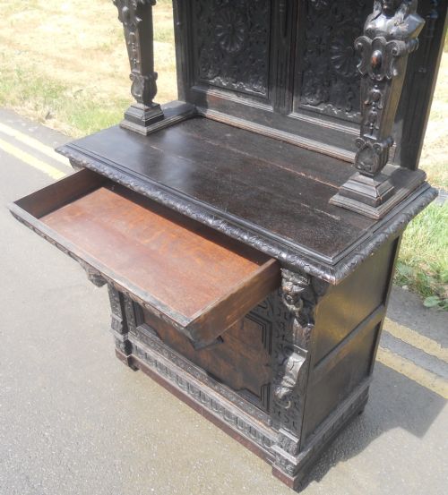 VICTORIAN CARVED OAK SIDE CUPBOARD - ADDITIONAL PHOTO 5