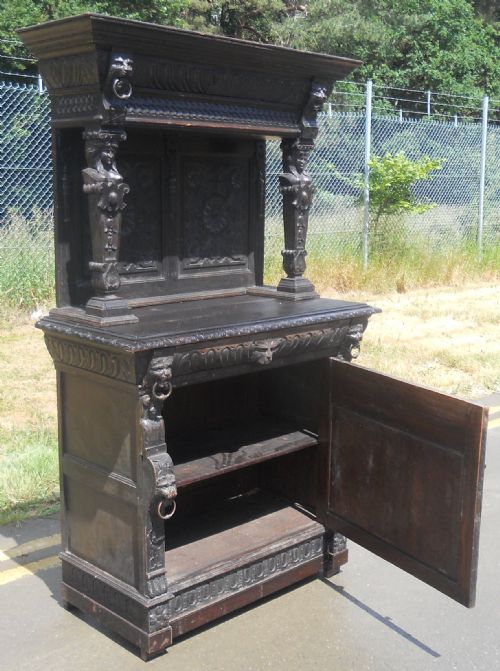 VICTORIAN CARVED OAK SIDE CUPBOARD - ADDITIONAL PHOTO 7
