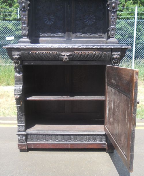 VICTORIAN CARVED OAK SIDE CUPBOARD - ADDITIONAL PHOTO 8