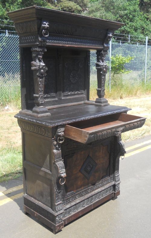 VICTORIAN CARVED OAK SIDE CUPBOARD - ADDITIONAL PHOTO 9