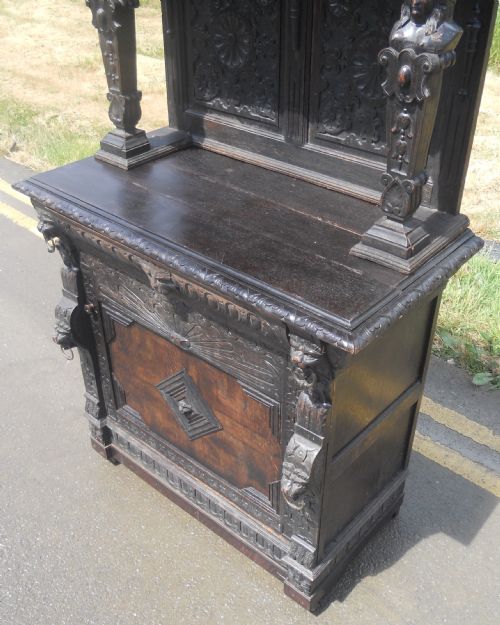 VICTORIAN CARVED OAK SIDE CUPBOARD - ADDITIONAL PHOTO 11