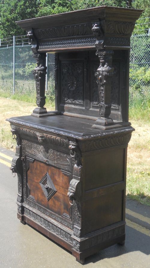 VICTORIAN CARVED OAK SIDE CUPBOARD - ADDITIONAL PHOTO 12