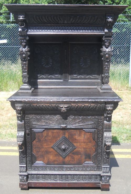 VICTORIAN CARVED OAK SIDE CUPBOARD - ADDITIONAL PHOTO 13