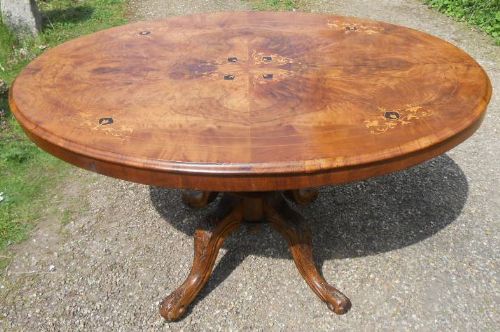 Victorian Oval Inlaid Walnut Centre Table