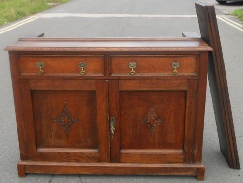 EDWARDIAN HEAVY OAK CABINET BOOKCASE - ADDITIONAL PHOTO 6