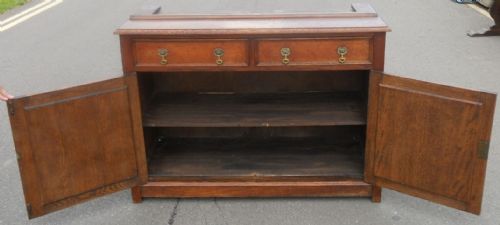 EDWARDIAN HEAVY OAK CABINET BOOKCASE - ADDITIONAL PHOTO 8