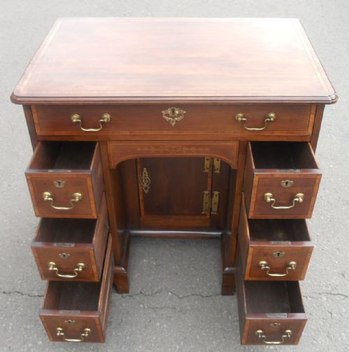 GEORGIAN SMALL INLAID MAHOGANY WRITING DESK - ADDITIONAL PHOTO 9