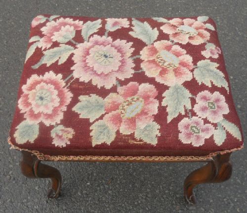 VICTORIAN SMALL WALNUT FRAMED STOOL - ADDITIONAL PHOTO 1