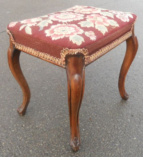 VICTORIAN SMALL WALNUT FRAMED STOOL - ADDITIONAL PHOTO 2