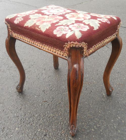 VICTORIAN SMALL WALNUT FRAMED STOOL - ADDITIONAL PHOTO 3