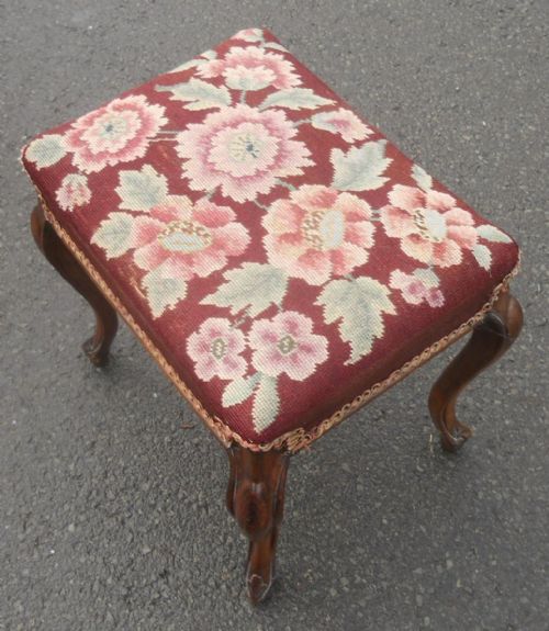 VICTORIAN SMALL WALNUT FRAMED STOOL - ADDITIONAL PHOTO 4