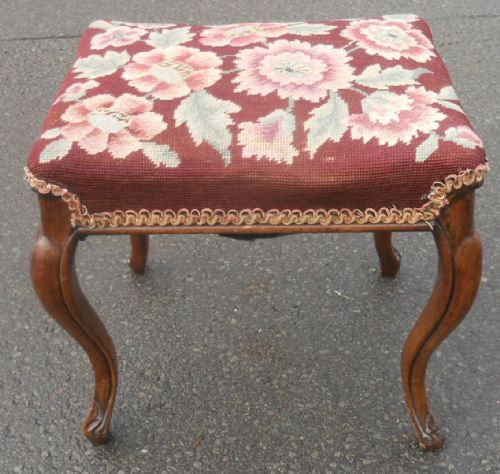 VICTORIAN SMALL WALNUT FRAMED STOOL - ADDITIONAL PHOTO 5