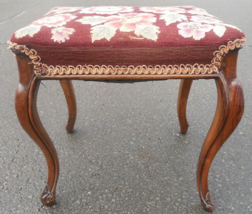 VICTORIAN SMALL WALNUT FRAMED STOOL - ADDITIONAL PHOTO 6