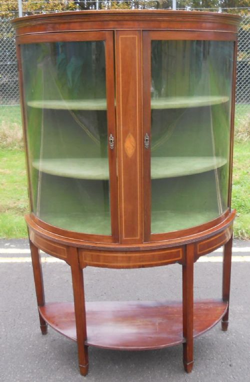 Edwardian Inlaid Mahogany Bowfront Display Cabinet