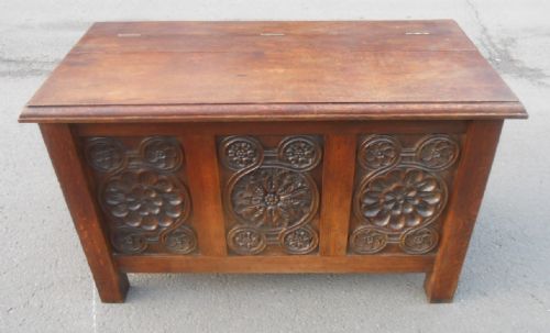 Antique Carved Oak Blanket Chest