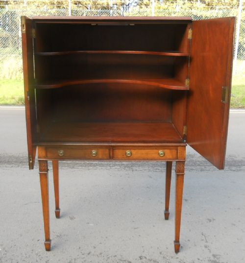 WALNUT COCKTAIL CABINET ON STAND - ADDITIONAL PHOTO 3