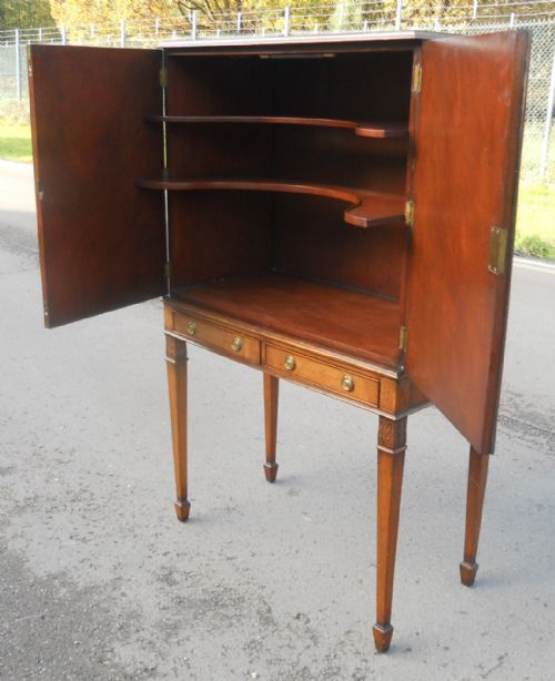 WALNUT COCKTAIL CABINET ON STAND - ADDITIONAL PHOTO 4