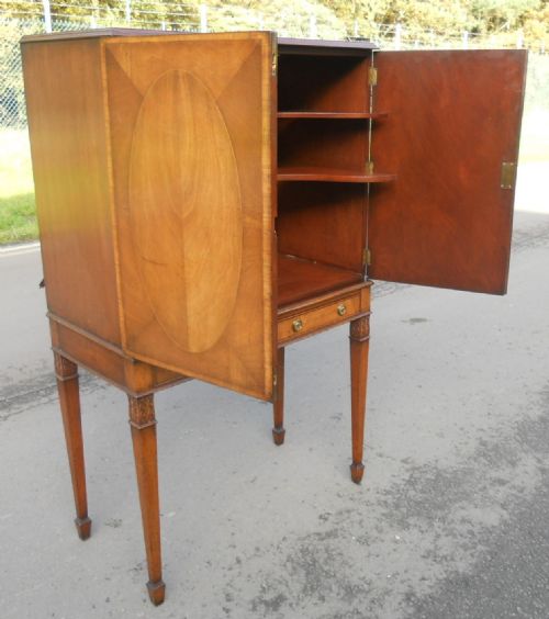 WALNUT COCKTAIL CABINET ON STAND - ADDITIONAL PHOTO 5