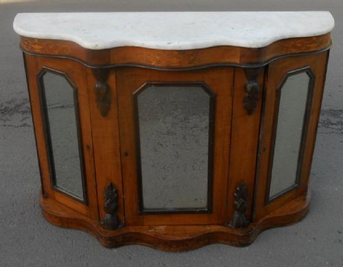Victorian Marble Top Walnut Side Cabinet