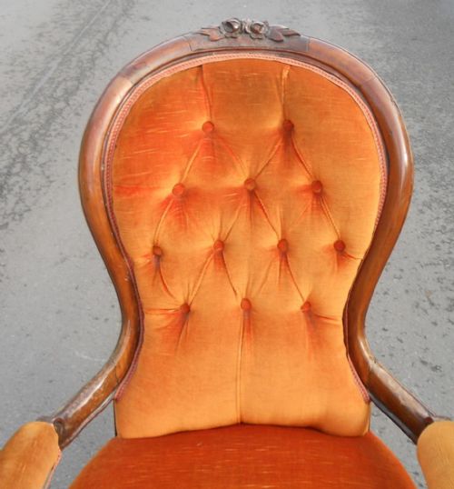 VICTORIAN WALNUT FRAMED ARMCHAIR - ADDITIONAL PHOTO 2