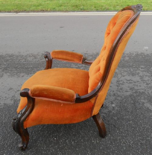 VICTORIAN WALNUT FRAMED ARMCHAIR - ADDITIONAL PHOTO 6