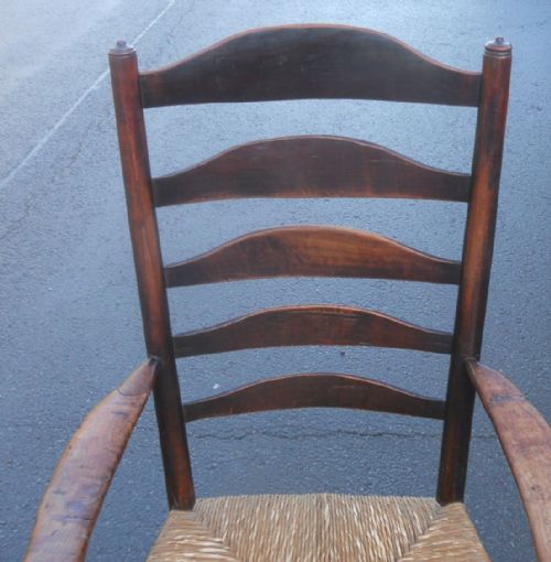 ANTIQUE ELM LADDERBACK CARVER ARMCHAIR - ADDITIONAL PHOTO 1