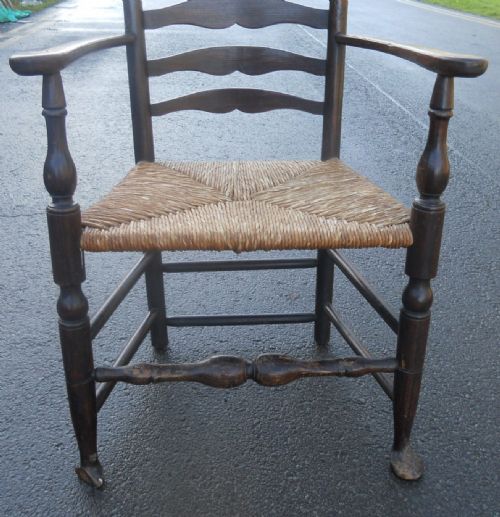 ANTIQUE ELM BEECH LADDERBACK ARMCHAIR - ADDITIONAL PHOTO 2