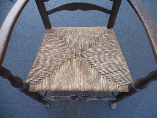 ANTIQUE ELM BEECH LADDERBACK ARMCHAIR - ADDITIONAL PHOTO 4